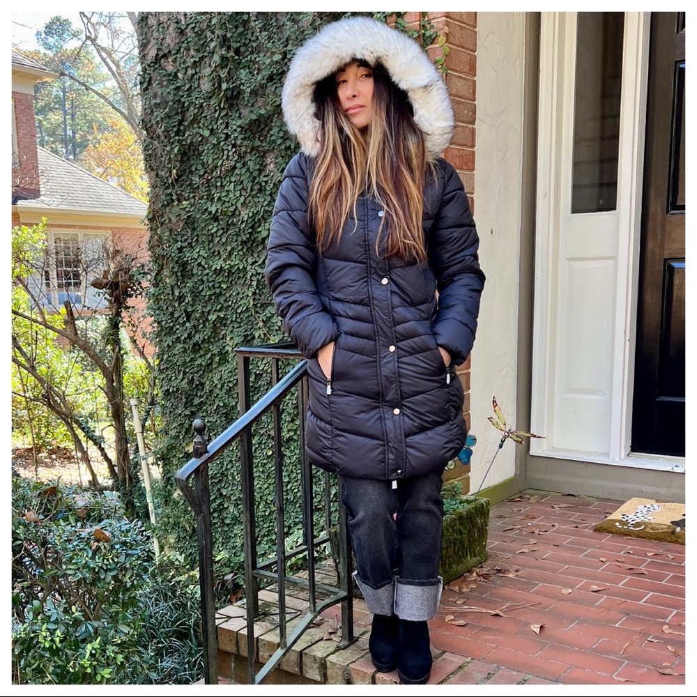 Most Fabulous warm Hooded Faux Fur Long Puffer Jacket - Picture 2 of 8